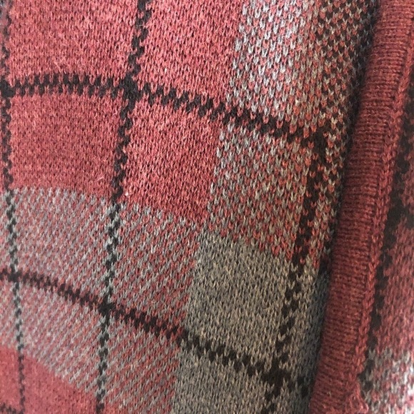 Denim & Co Shacket Women’s 1X Burgundy Gray Box Tartan Plaid Cotton Knit Open - Picture 7 of 12